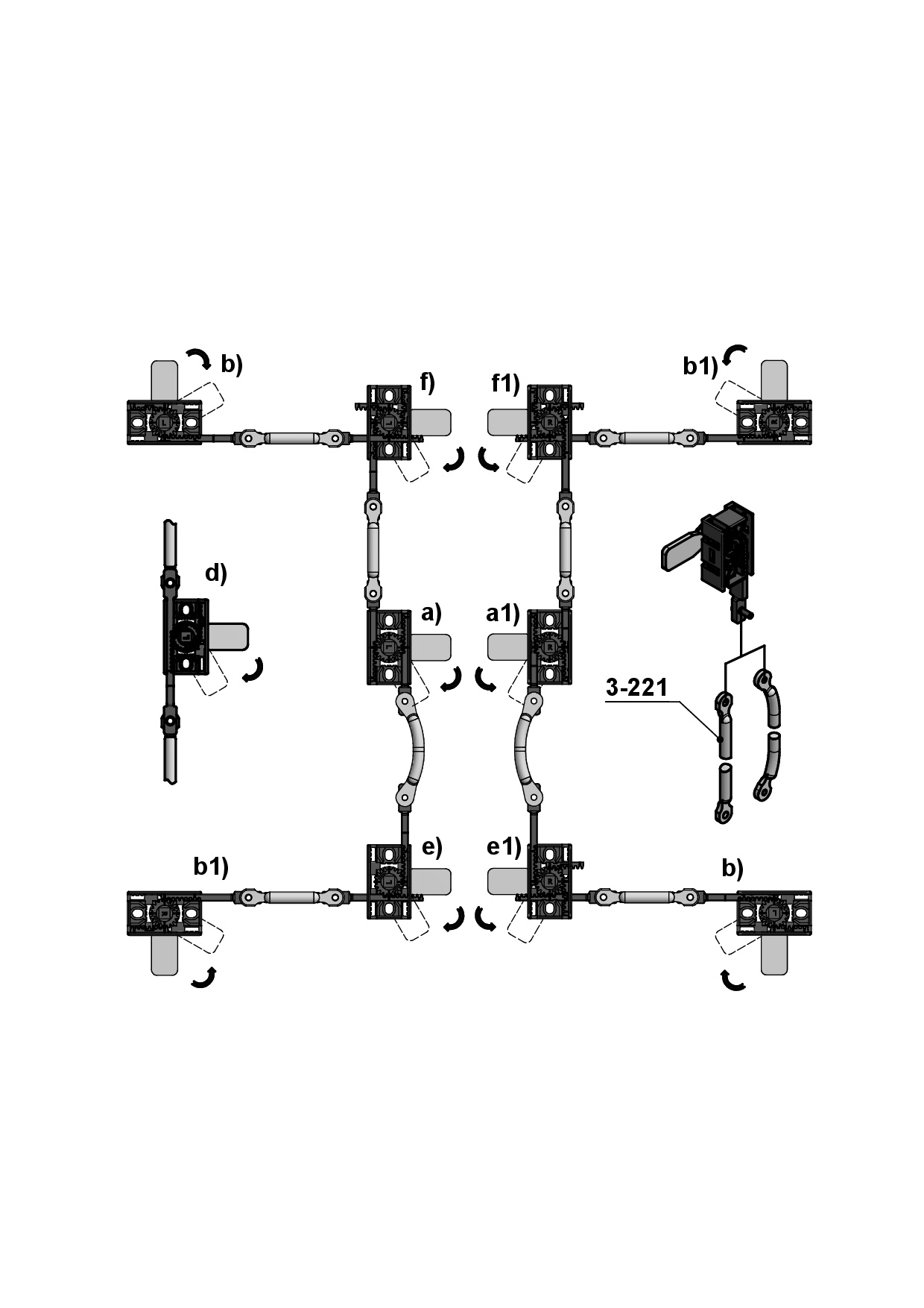 Driving Rods 208-9082.00-30000 Rod latch, 2 driving rods, bidirectional running ...
