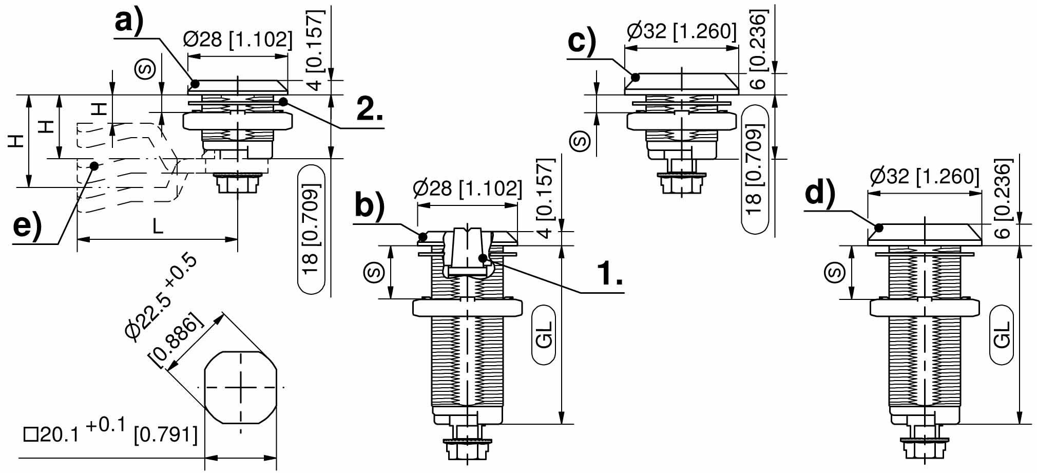 Quarter With Inset 200-9080.00-00036 Quarter-Turn with Conical Square Insert