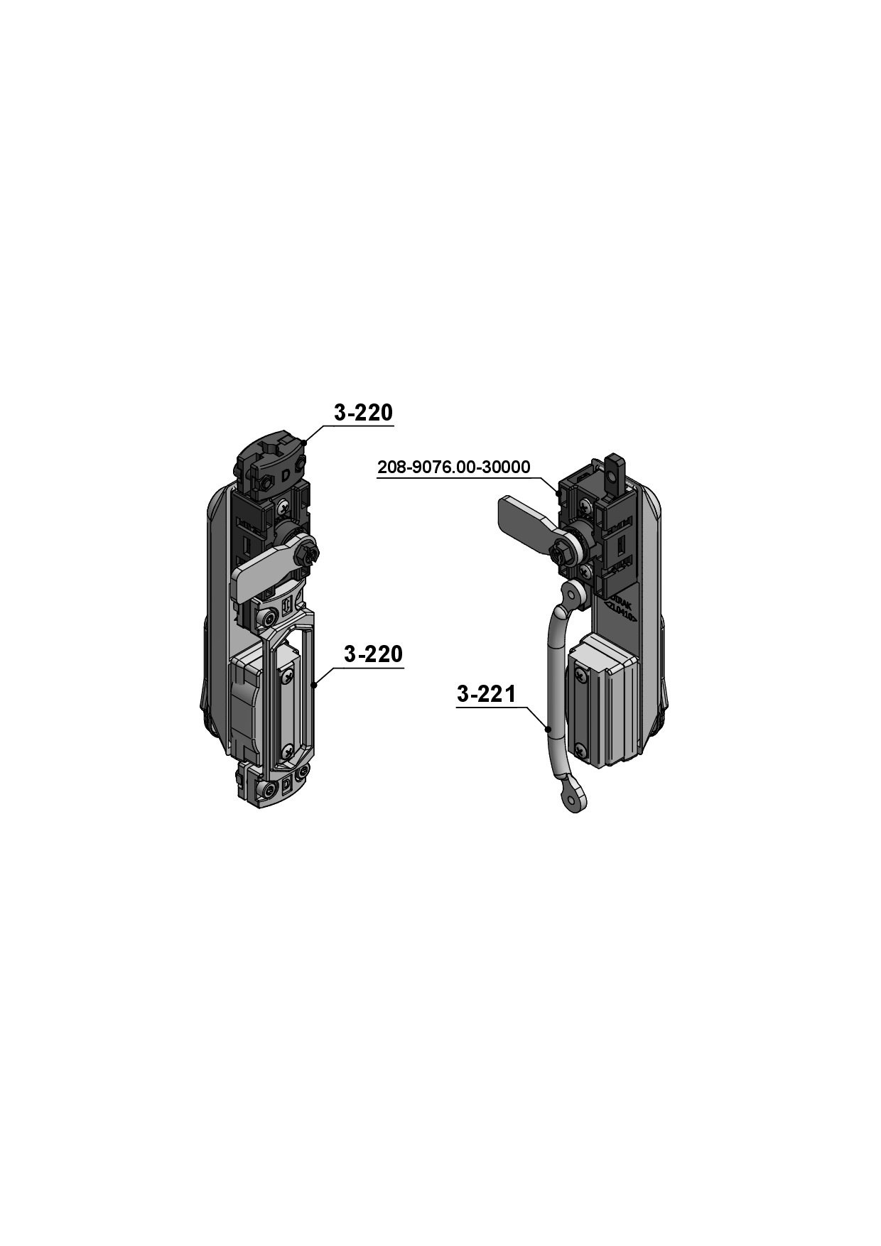 Driving Rods 208-9082.00-30000 Rod latch, 2 driving rods, bidirectional running ...